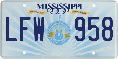 MS license plate LFW958