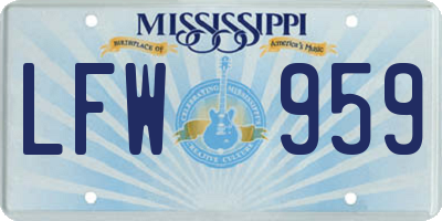 MS license plate LFW959