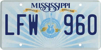MS license plate LFW960