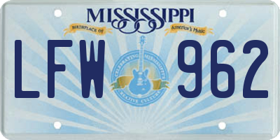 MS license plate LFW962