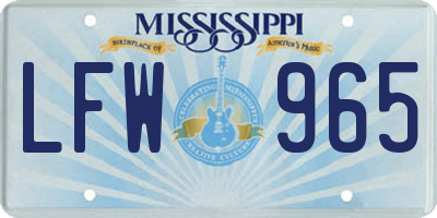 MS license plate LFW965