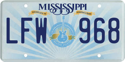 MS license plate LFW968
