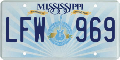 MS license plate LFW969