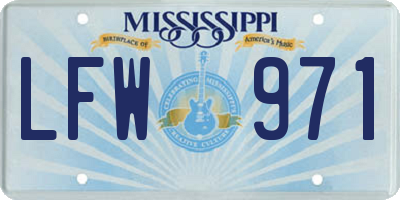 MS license plate LFW971