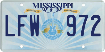MS license plate LFW972
