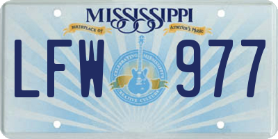 MS license plate LFW977
