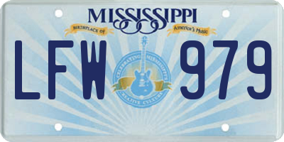MS license plate LFW979