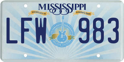 MS license plate LFW983