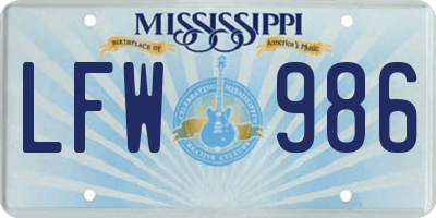 MS license plate LFW986