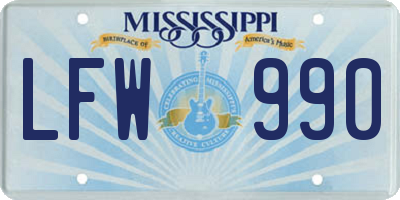 MS license plate LFW990