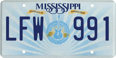 MS license plate LFW991