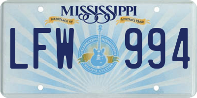 MS license plate LFW994