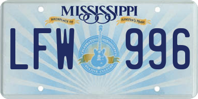 MS license plate LFW996