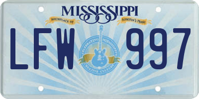 MS license plate LFW997