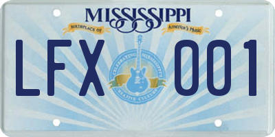 MS license plate LFX001