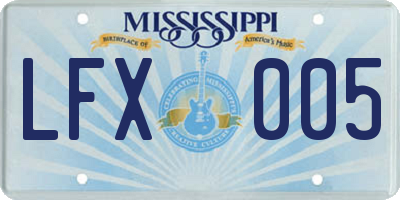 MS license plate LFX005