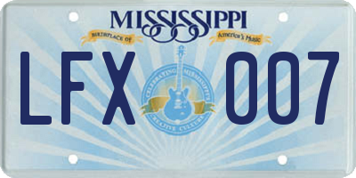 MS license plate LFX007