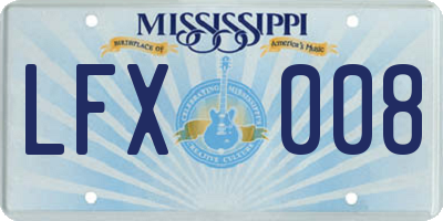 MS license plate LFX008