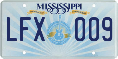 MS license plate LFX009