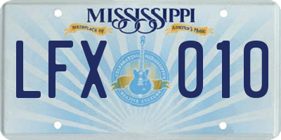 MS license plate LFX010