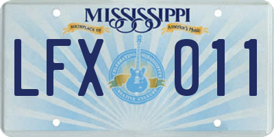 MS license plate LFX011