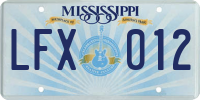 MS license plate LFX012