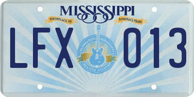 MS license plate LFX013