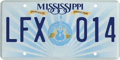 MS license plate LFX014