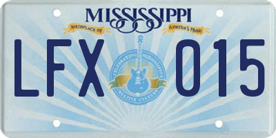 MS license plate LFX015