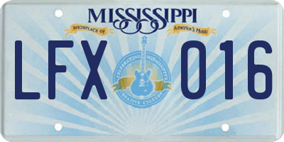 MS license plate LFX016