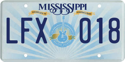 MS license plate LFX018