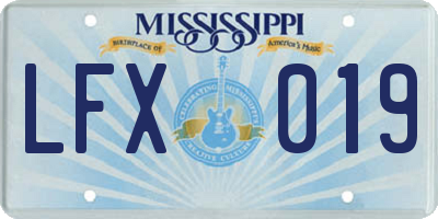 MS license plate LFX019