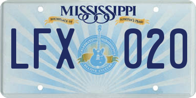 MS license plate LFX020
