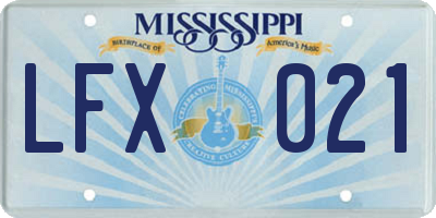 MS license plate LFX021