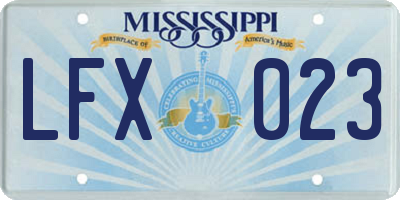 MS license plate LFX023