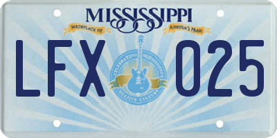 MS license plate LFX025