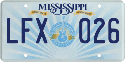 MS license plate LFX026