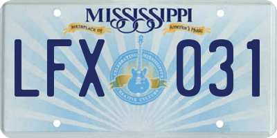 MS license plate LFX031