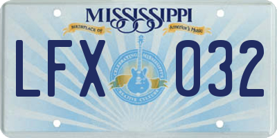 MS license plate LFX032