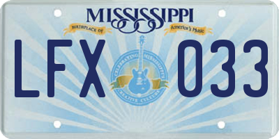 MS license plate LFX033