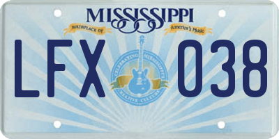 MS license plate LFX038