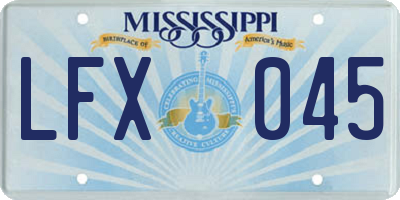 MS license plate LFX045