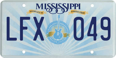 MS license plate LFX049