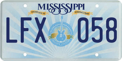 MS license plate LFX058