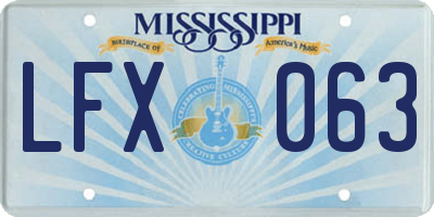MS license plate LFX063