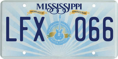 MS license plate LFX066