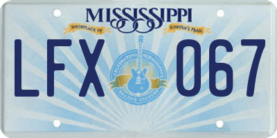 MS license plate LFX067