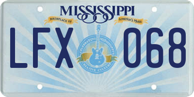 MS license plate LFX068