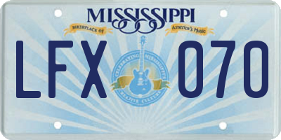 MS license plate LFX070