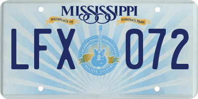 MS license plate LFX072